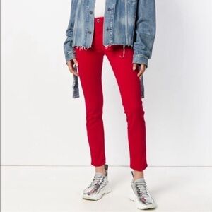 Love Moschino Coated Red Skinny Pants Size 25